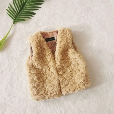 Moodne beebitüdruk printsess, talvine kunstkarusnahast vest puuvillane polsterdatud lapse vest, ühevärviline välisriided soojad paksud beebiriided 1-12 a