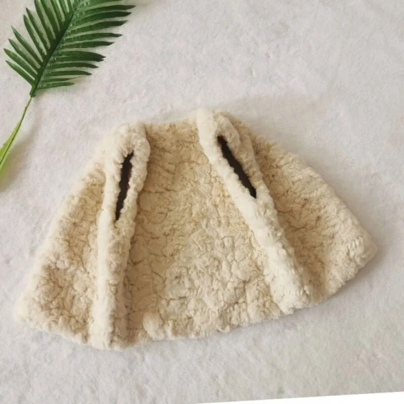 Moodne beebitüdruk printsess, talvine kunstkarusnahast vest puuvillane polsterdatud lapse vest, ühevärviline välisriided soojad paksud beebiriided 1-12 a