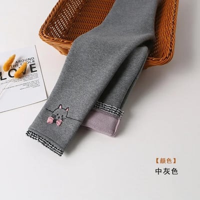 Dievčenské zimné teplé nohavice, detské plus zamatové zahusťovacie nohavice, bavlnené mašľové detské flísové nohavice, úzke nohavice pre dievčatá