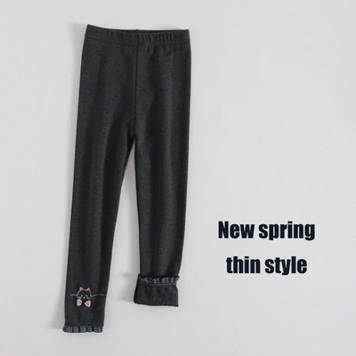 Dievčenské zimné teplé nohavice, detské plus zamatové zahusťovacie nohavice, bavlnené mašľové detské flísové nohavice, úzke nohavice pre dievčatá