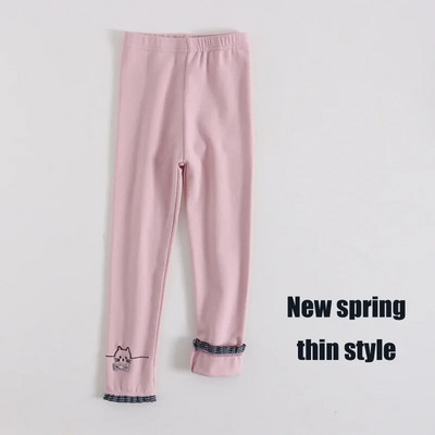 Dievčenské zimné teplé nohavice, detské plus zamatové zahusťovacie nohavice, bavlnené mašľové detské flísové nohavice, úzke nohavice pre dievčatá