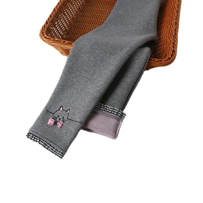 Dievčenské zimné teplé nohavice, detské plus zamatové zahusťovacie nohavice, bavlnené mašľové detské flísové nohavice, úzke nohavice pre dievčatá