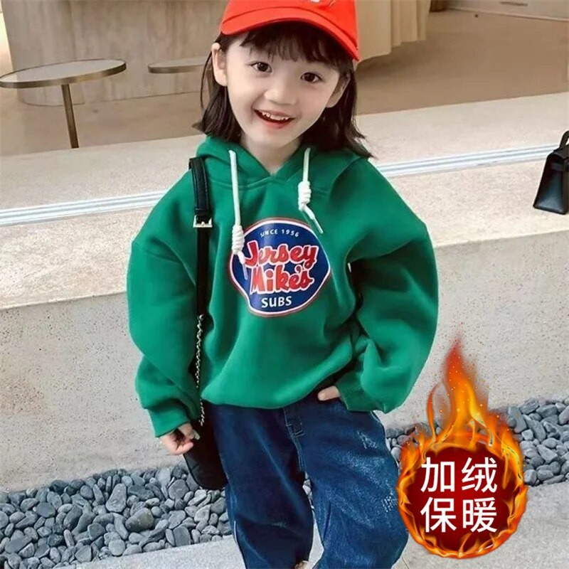 Lapsed Paksud dressipluusid Tüdrukud Kirjaprindid Pusad Lapsed Pikad varrukad Kapuutsiga dressid Sügis Talv vabaaja soojad riided