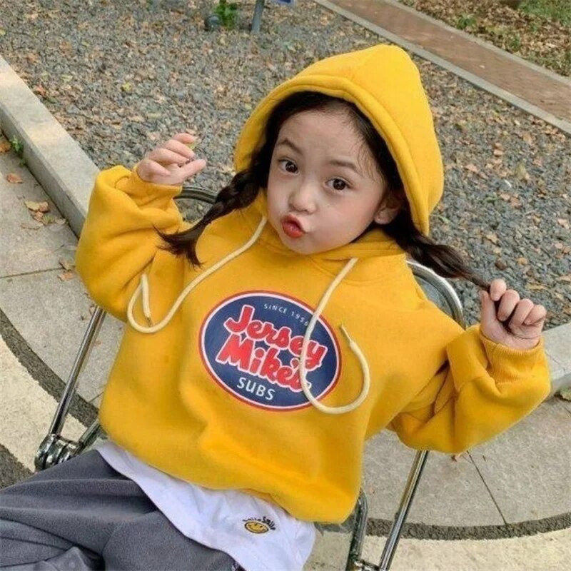 Lapsed Paksud dressipluusid Tüdrukud Kirjaprindid Pusad Lapsed Pikad varrukad Kapuutsiga dressid Sügis Talv vabaaja soojad riided