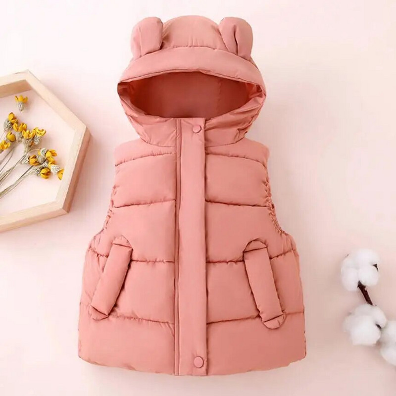 Dievčenská páperová vesta Detská bezrukávová bunda Dojčenská móda pre bábätká s kapucňou Vesta pre chlapcov a dievčatá Batoľatá Kabát