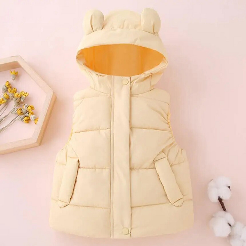 Dievčenská páperová vesta Detská bezrukávová bunda Dojčenská móda pre bábätká s kapucňou Vesta pre chlapcov a dievčatá Batoľatá Kabát