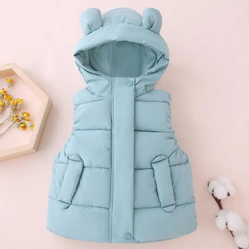 Dievčenská páperová vesta Detská bezrukávová bunda Dojčenská móda pre bábätká s kapucňou Vesta pre chlapcov a dievčatá Batoľatá Kabát