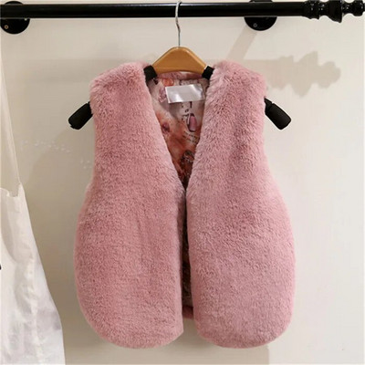 Veste de blană artificială pentru fete 2022, toamnă iarnă, veste pentru copii pentru fetiță, 2-7 ani, îmbrăcăminte exterioară pentru copii DWQ067