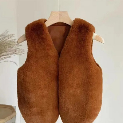 Veste de blană artificială pentru fete 2022, toamnă iarnă, veste pentru copii pentru fetiță, 2-7 ani, îmbrăcăminte exterioară pentru copii DWQ067