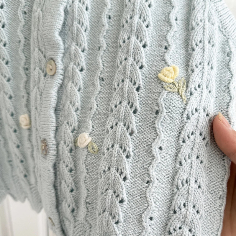 deer jonmi 2024 uued kevadised laste kootud vestid, õõnsad tikandid, varrukateta kardigan korea stiilis beebitüdrukute vestid