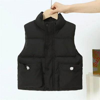 Zimné detské bavlnené vesty, kabáty, jesenné teplé vesty pre chlapcov a dievčatá, jednofarebné, zahusťovacie vesty pre malé deti, unisex