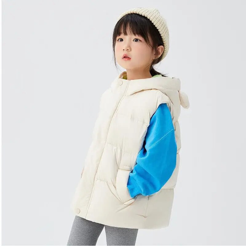 Gilet pentru fete băieți pentru copii, vestă 2022, drăguță, cu glugă, caldă, plus îngroșată, jachetă de iarnă, cardigan, haine pentru copii TZ429