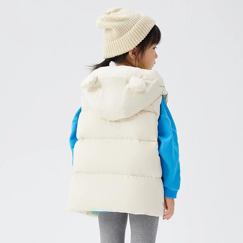 Gilet pentru fete băieți pentru copii, vestă 2022, drăguță, cu glugă, caldă, plus îngroșată, jachetă de iarnă, cardigan, haine pentru copii TZ429