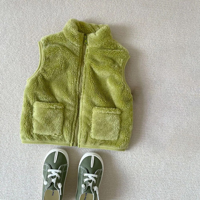 Tüdrukud, poisid, sametvest, sügistalv vabaaja vaba ühevärvilised varrukateta jakid lastele paksud soe vest mantel ülerõivad