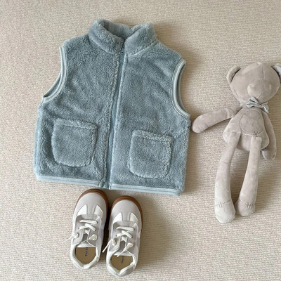 Tüdrukud, poisid, sametvest, sügistalv vabaaja vaba ühevärvilised varrukateta jakid lastele paksud soe vest mantel ülerõivad