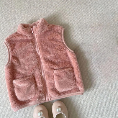 Tüdrukud, poisid, sametvest, sügistalv vabaaja vaba ühevärvilised varrukateta jakid lastele paksud soe vest mantel ülerõivad