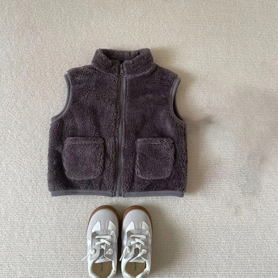 Tüdrukud, poisid, sametvest, sügistalv vabaaja vaba ühevärvilised varrukateta jakid lastele paksud soe vest mantel ülerõivad