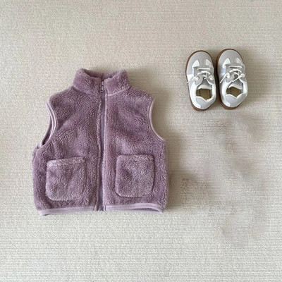 Tüdrukud, poisid, sametvest, sügistalv vabaaja vaba ühevärvilised varrukateta jakid lastele paksud soe vest mantel ülerõivad