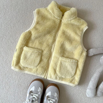 Tüdrukud, poisid, sametvest, sügistalv vabaaja vaba ühevärvilised varrukateta jakid lastele paksud soe vest mantel ülerõivad