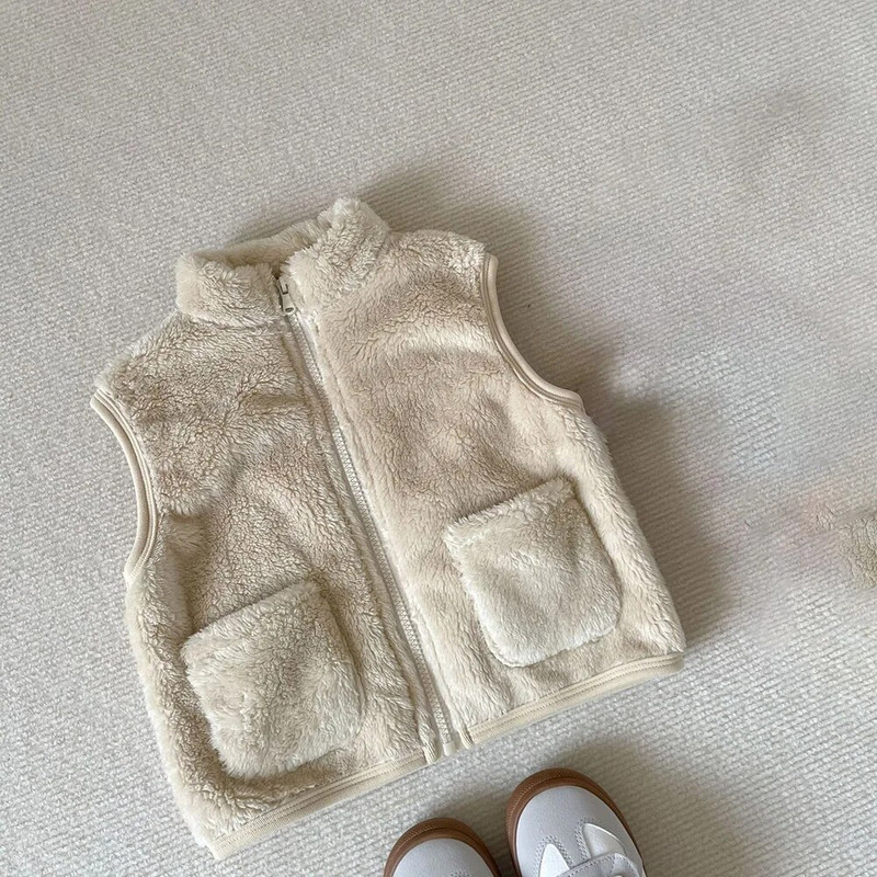 Tüdrukud, poisid, sametvest, sügistalv vabaaja vaba ühevärvilised varrukateta jakid lastele paksud soe vest mantel ülerõivad