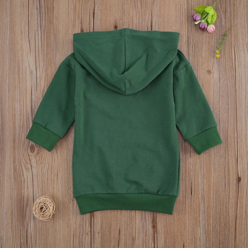 FOCUSNORM Moda Toamnă Copii Fete Hanorace Rochie Ținute 1-5Y Solid Manecă Lungă Pulover Buzunar Lungime Lungime Rochie dreaptă