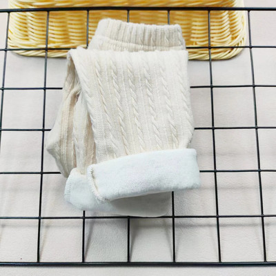 Laste püksid Tüdrukute plüüsis püksid kootud žakaarvärvi Sügis- ja Talvine soojad säärised Kitsad püksid