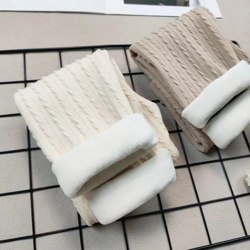 Laste püksid Tüdrukute plüüsis püksid kootud žakaarvärvi Sügis- ja Talvine soojad säärised Kitsad püksid