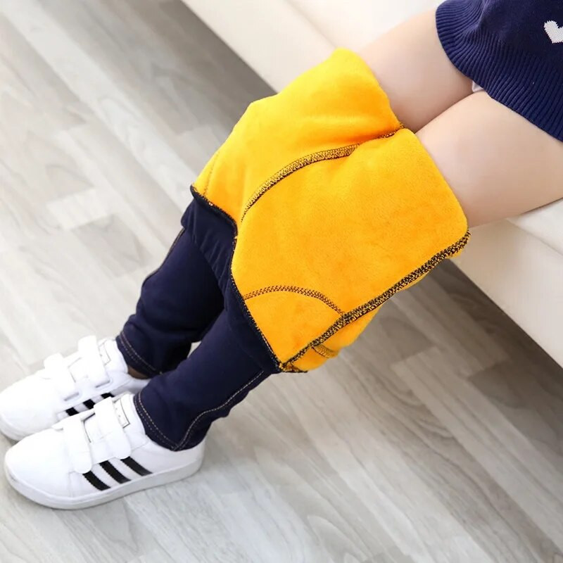 Pantaloni skinny pentru fete Leggings groși de iarnă pentru fete Pantaloni creion Pantaloni lungi din denim de cowboy Pantaloni pentru copii Haine de iarnă pentru copii