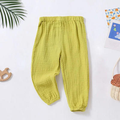 Vaikiškos vasarinės kelnės Laisvos Korėjos stiliaus Vienspalvės orui pralaidžios kelnės berniukams Haremo kelnės Mergaitėms Paprastos vaikiškos plačios kelnės