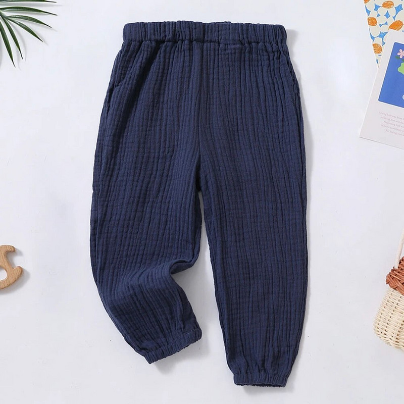 Vaikiškos vasarinės kelnės Laisvos Korėjos stiliaus Vienspalvės orui pralaidžios kelnės berniukams Haremo kelnės Mergaitėms Paprastos vaikiškos plačios kelnės