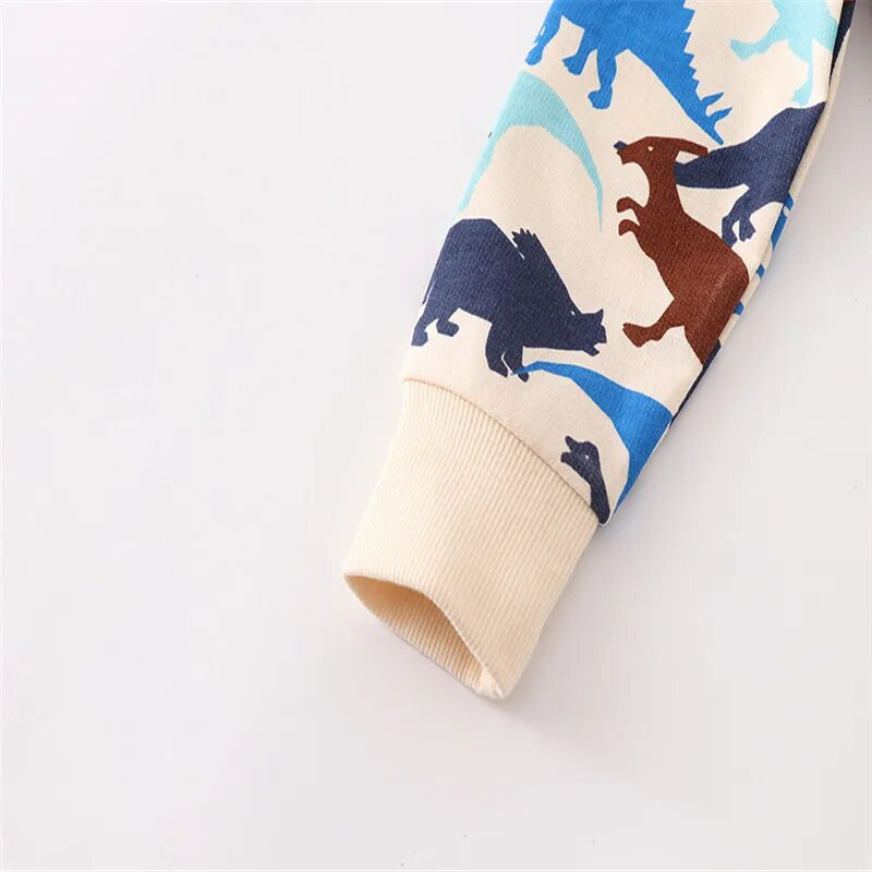 Jumping Meters Naujas atvykimas ilgomis rankovėmis Dinozaurų Spausdinti Vaikiški megztiniai berniukams Mergaitėms Rudens pavasario vaikiški marškiniai su gobtuvu