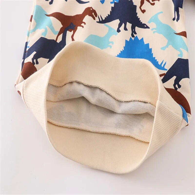 Jumping Meters Naujas atvykimas ilgomis rankovėmis Dinozaurų Spausdinti Vaikiški megztiniai berniukams Mergaitėms Rudens pavasario vaikiški marškiniai su gobtuvu