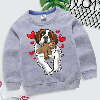 Fashion Hoodies Saint Bernard with A Heart Graphics Παιδικά Ρούχα Kawaii Animal Roupa Infantil Casual για κορίτσια για αγόρια