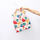 Roztomilá kreslená potlač vzoru Detská teplá vesta Jesenná zima Detská módna vesta Vrchné oblečenie Vesta Chlapci Dievčatá Ľahká univerzálna páperová vesta