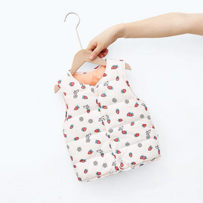 Roztomilá kreslená potlač vzoru Detská teplá vesta Jesenná zima Detská módna vesta Vrchné oblečenie Vesta Chlapci Dievčatá Ľahká univerzálna páperová vesta