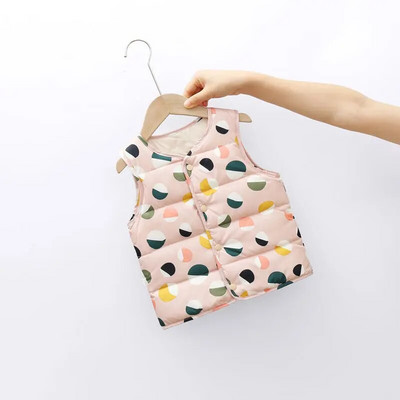 Roztomilá kreslená potlač vzoru Detská teplá vesta Jesenná zima Detská módna vesta Vrchné oblečenie Vesta Chlapci Dievčatá Ľahká univerzálna páperová vesta