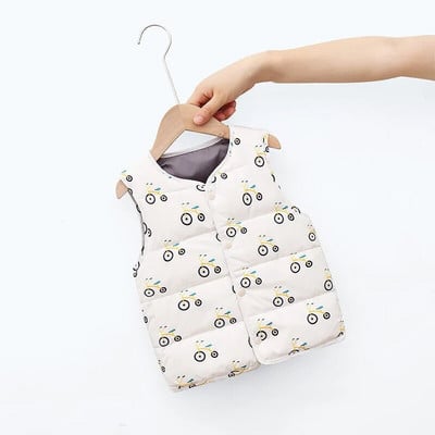 Roztomilá kreslená potlač vzoru Detská teplá vesta Jesenná zima Detská módna vesta Vrchné oblečenie Vesta Chlapci Dievčatá Ľahká univerzálna páperová vesta