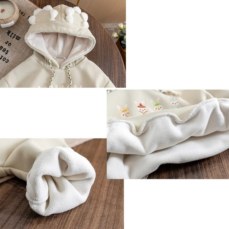 Hanorace pentru fete cu glugă din desene animate pentru copii Plus hanorac pentru copii din catifea 2023, toamnă iarnă, pulover pentru copii, îmbrăcăminte exterioară pentru copii mici