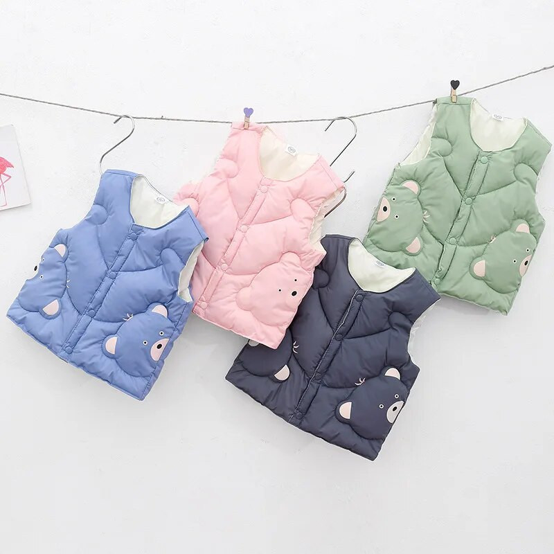 Jesenná zimná detská páperová vesta pre chlapcov a dievčatá 2021 Nové roztomilé detské oblečenie bez rukávov, vesta 2-6 rokov, teplá bunda pre dievčatá