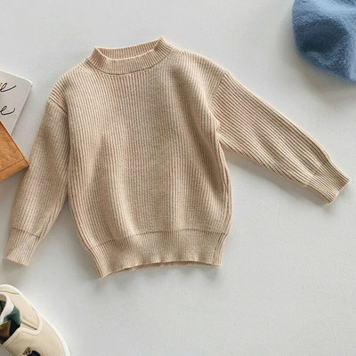 Kórejské detské svetre s dlhým rukávom, pletené svetre, jeseň a zima, detské chlapčenské a dievčenské oblečenie, pletené topy