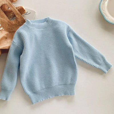 Kórejské detské svetre s dlhým rukávom, pletené svetre, jeseň a zima, detské chlapčenské a dievčenské oblečenie, pletené topy