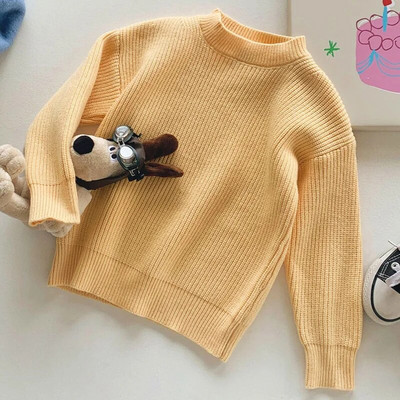 Kórejské detské svetre s dlhým rukávom, pletené svetre, jeseň a zima, detské chlapčenské a dievčenské oblečenie, pletené topy