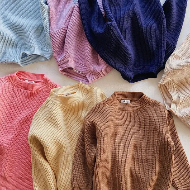 Kórejské detské svetre s dlhým rukávom, pletené svetre, jeseň a zima, detské chlapčenské a dievčenské oblečenie, pletené topy