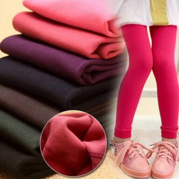 Φθινοπωρινό Χειμώνας Βρεφικά Κοριτσίστικα Κολάν Fleece Ζεστά Καραμέλα Χρώμα Κολάν για Κορίτσι Μόδα Παιδικά Παντελόνια Κοριτσίστικα Ρούχα 3-9 ετών