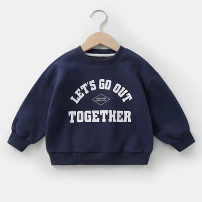 Mikina s potlačou a písmenami pre chlapcov, oblečenie pre tínedžerov, pulóvre s dlhým rukávom, dievčenské detské bavlnené topy, modrošedé detské oblečenie