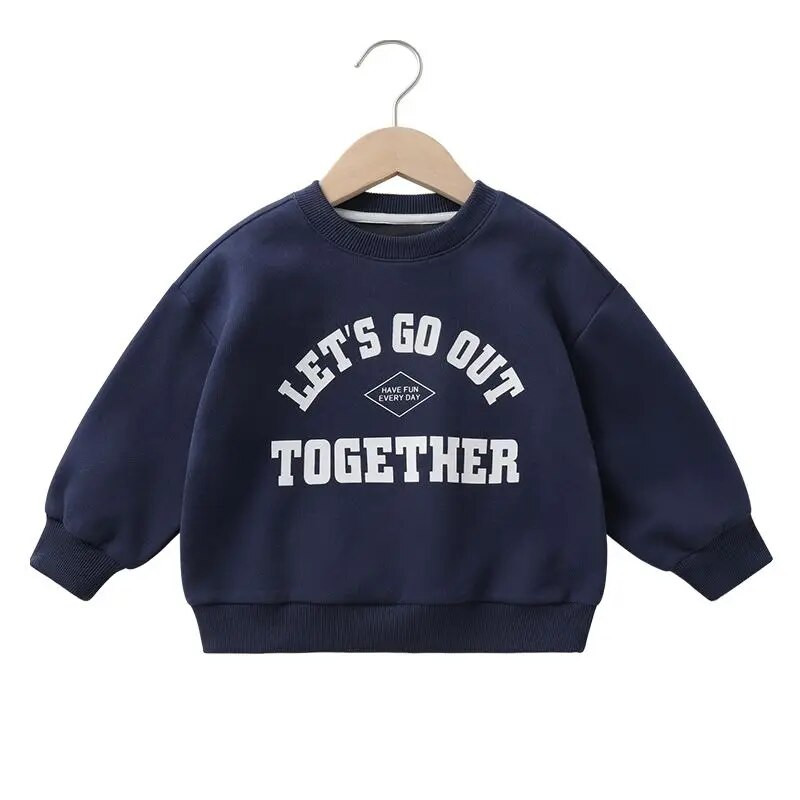 Mikina s potlačou a písmenami pre chlapcov, oblečenie pre tínedžerov, pulóvre s dlhým rukávom, dievčenské detské bavlnené topy, modrošedé detské oblečenie