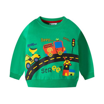 TUONXYE Суичъри с дълъг ръкав за момчета Карикатура Багер Инженерен модел Меки топли дишащи памучни дрехи за детски пуловери
