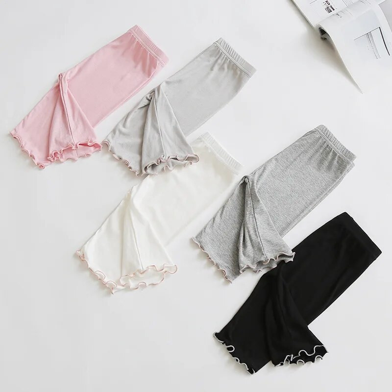 Letné legíny pre dievčatá vo veku 2-10 rokov, detské po kolená, päťbodové nohavice, 2021, tenké modálne nohavice, legíny, detské oblečenie