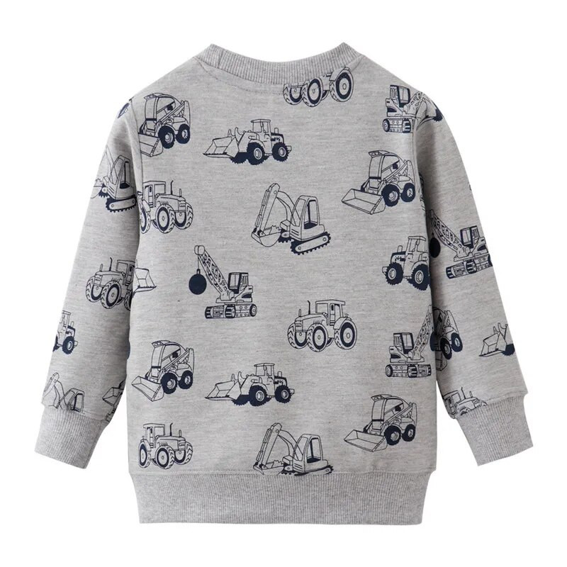 Jumping Meters Nový prírastok Autá Potlač Chlapčenské mikiny Jesenné jarné detské oblečenie Dlhý rukáv Mikiny s kapucňou Športové tričká