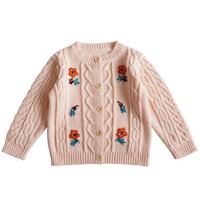 Îmbrăcăminte pentru bebeluși de toamnă Bumbac fetiță Frunze de lotus Pulover de tricotat Cardigan Moda haină pentru copii Broderie Cardigan scobit